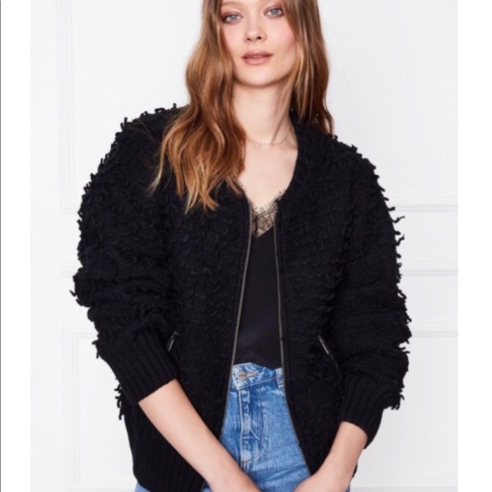ANINE BING Knit Bomber Jacket black size XS